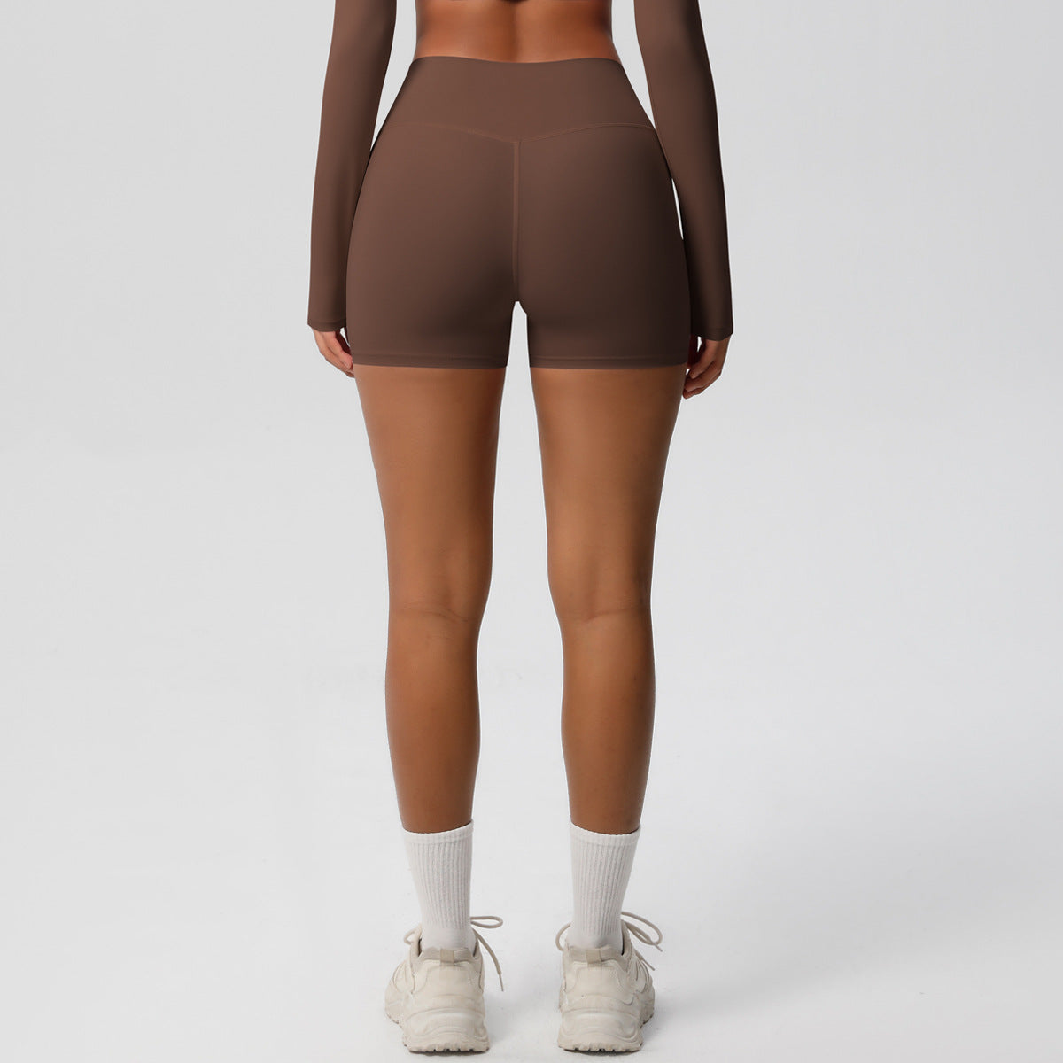 Custom fitness shorts tummy lifting buttocks solid color sports high waist no embarrassment tight quick-drying yoga shorts