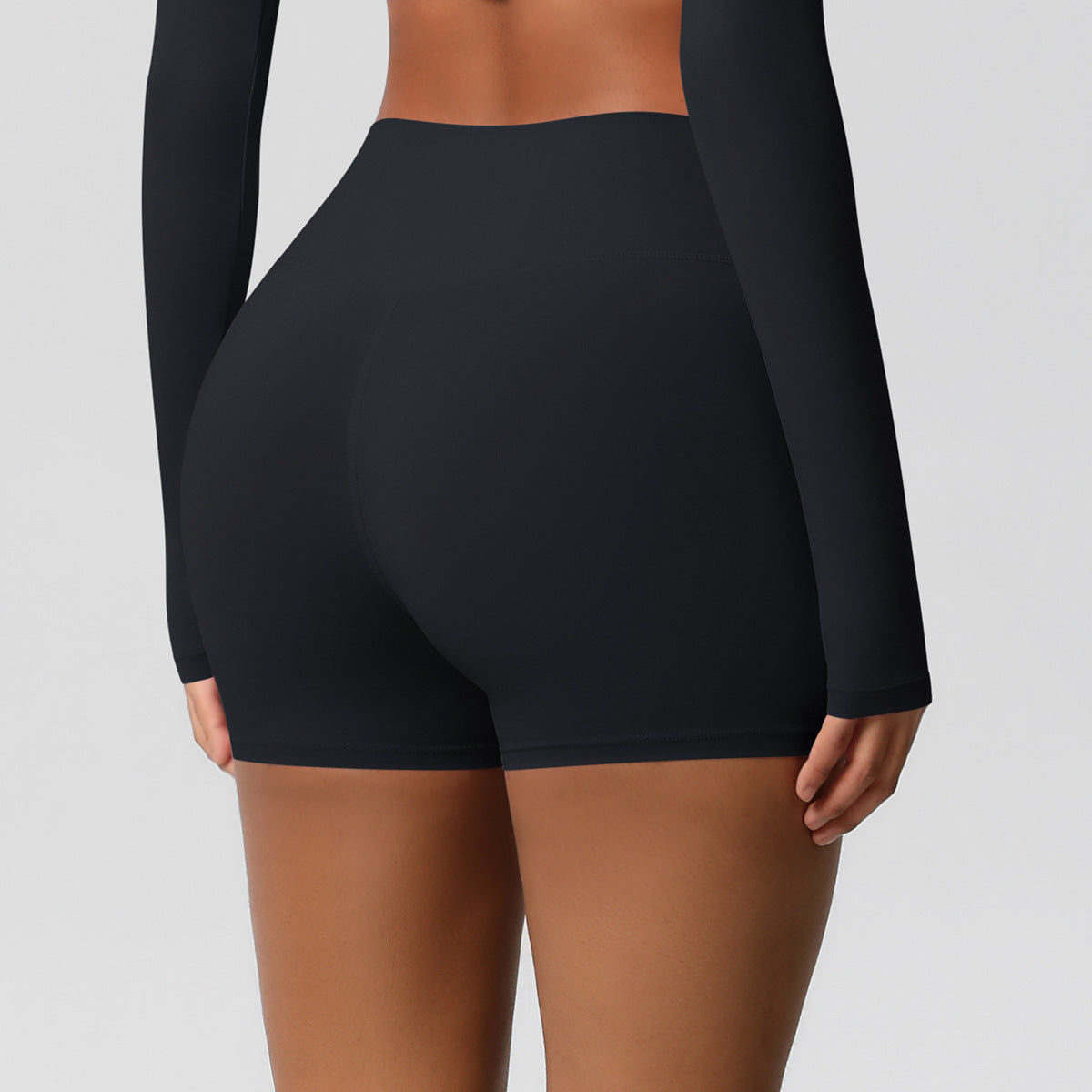 Custom fitness shorts tummy lifting buttocks solid color sports high waist no embarrassment tight quick-drying yoga shorts