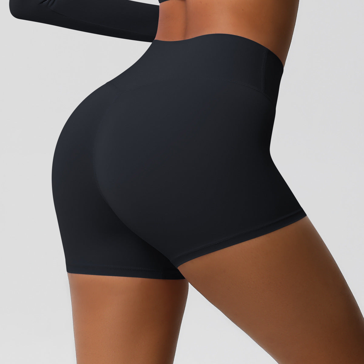 Custom fitness shorts tummy lifting buttocks solid color sports high waist no embarrassment tight quick-drying yoga shorts