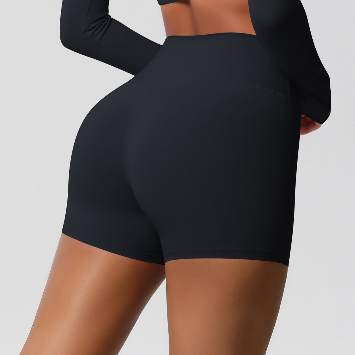 Custom fitness shorts tummy lifting buttocks solid color sports high waist no embarrassment tight quick-drying yoga shorts
