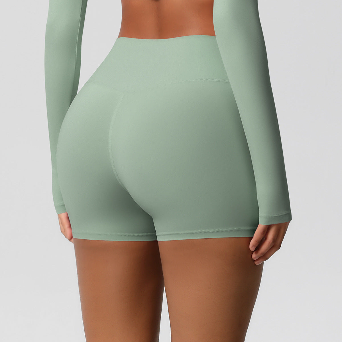 Custom fitness shorts tummy lifting buttocks solid color sports high waist no embarrassment tight quick-drying yoga shorts