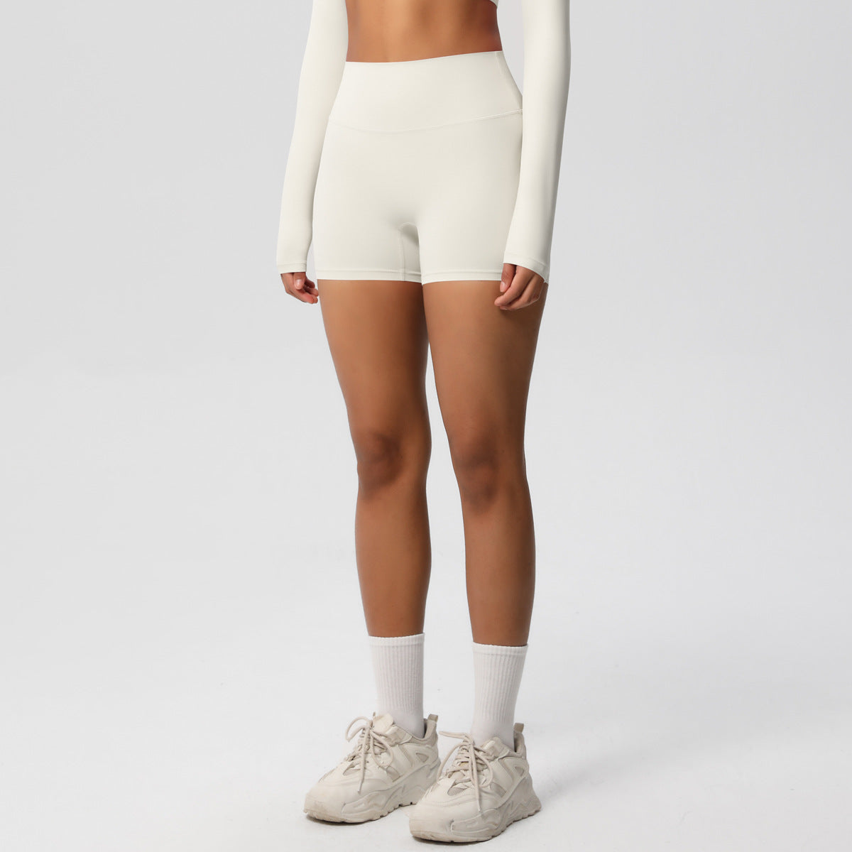 Custom fitness shorts tummy lifting buttocks solid color sports high waist no embarrassment tight quick-drying yoga shorts