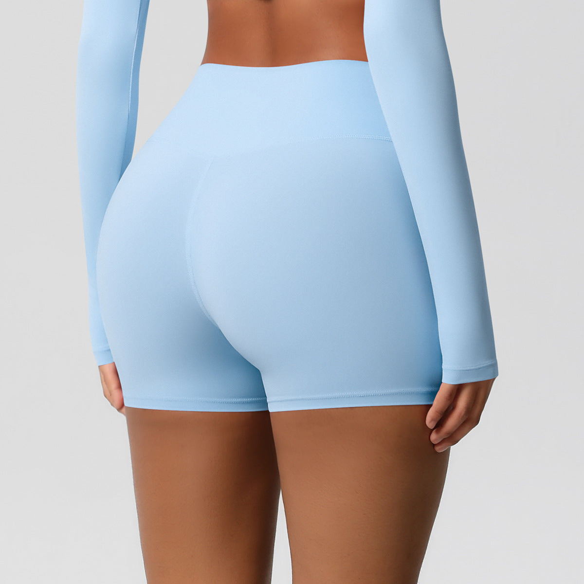 Custom fitness shorts tummy lifting buttocks solid color sports high waist no embarrassment tight quick-drying yoga shorts