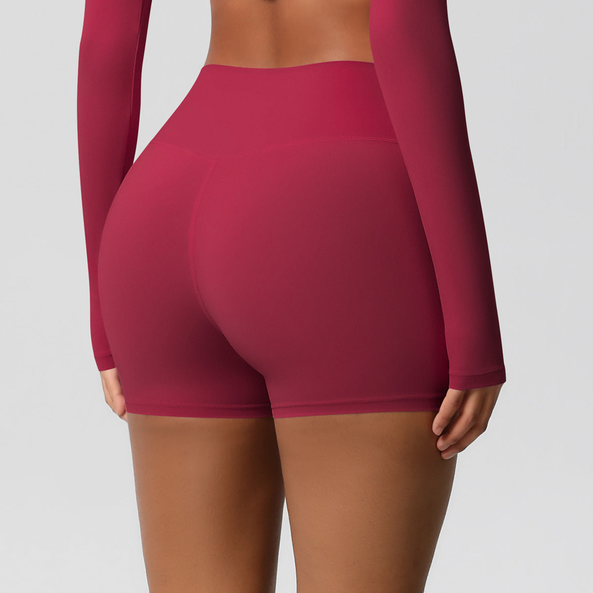Custom fitness shorts tummy lifting buttocks solid color sports high waist no embarrassment tight quick-drying yoga shorts