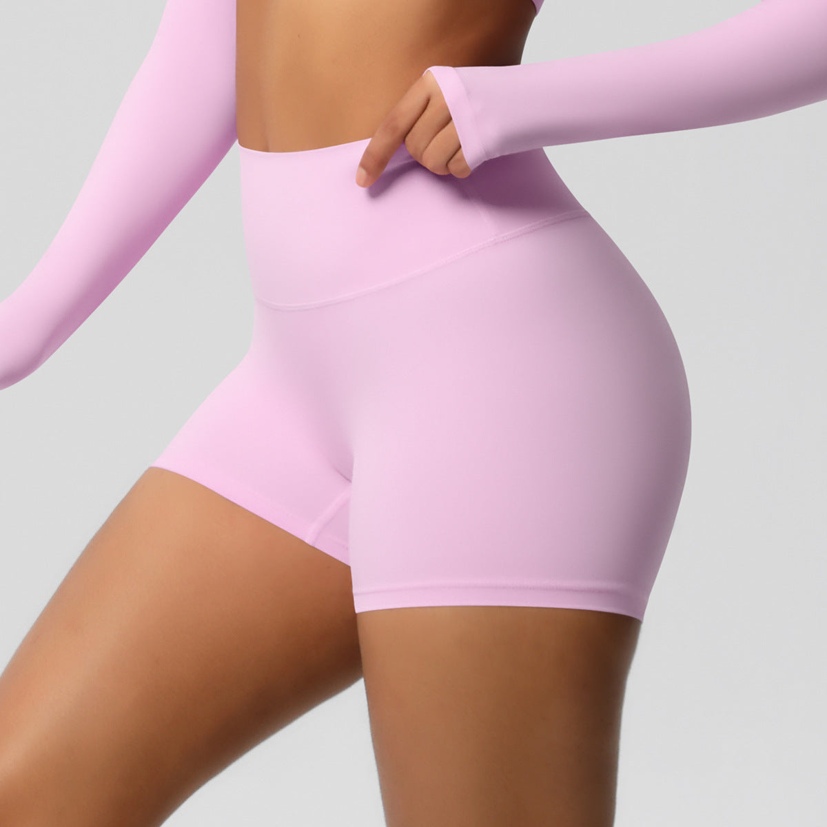 Custom fitness shorts tummy lifting buttocks solid color sports high waist no embarrassment tight quick-drying yoga shorts