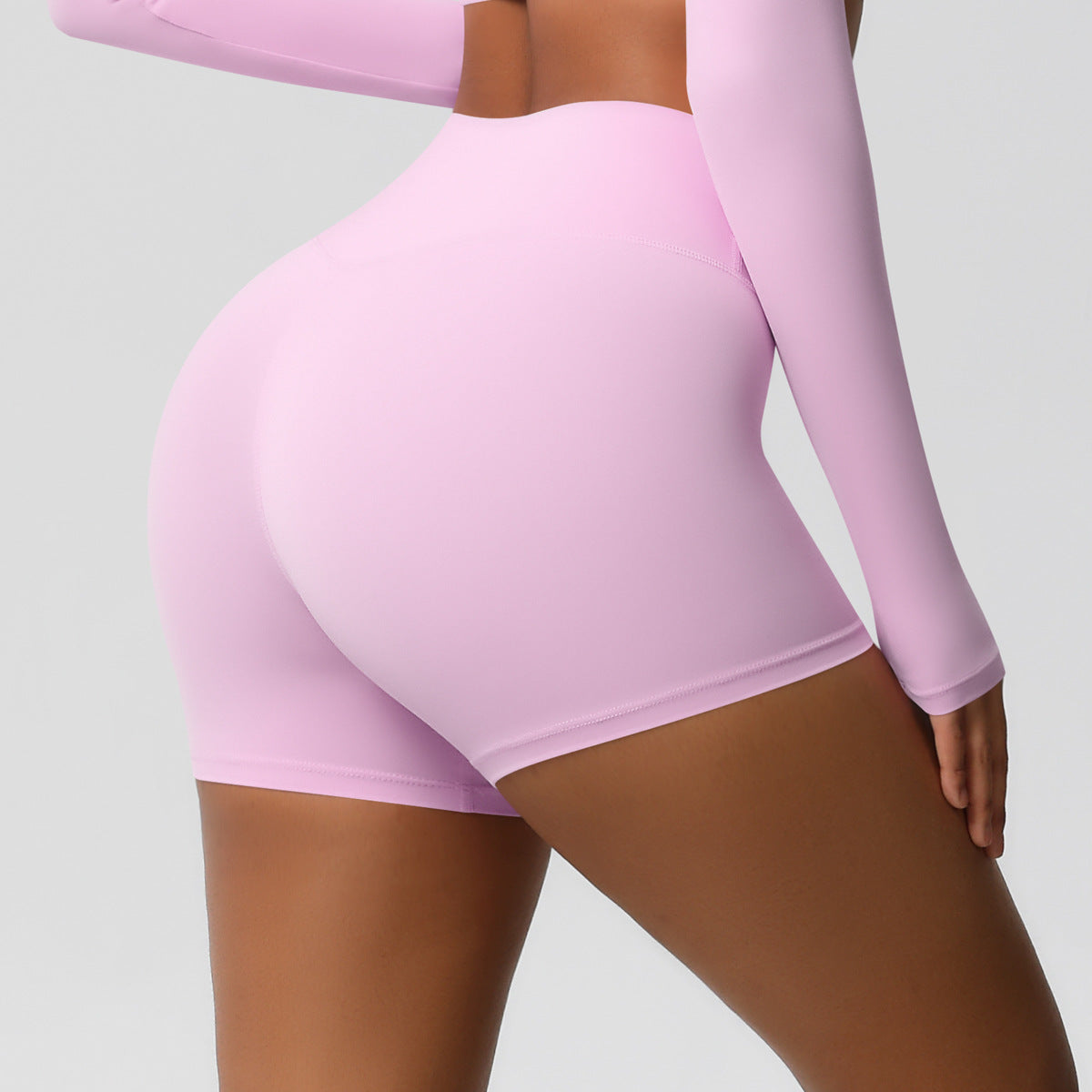 Custom fitness shorts tummy lifting buttocks solid color sports high waist no embarrassment tight quick-drying yoga shorts