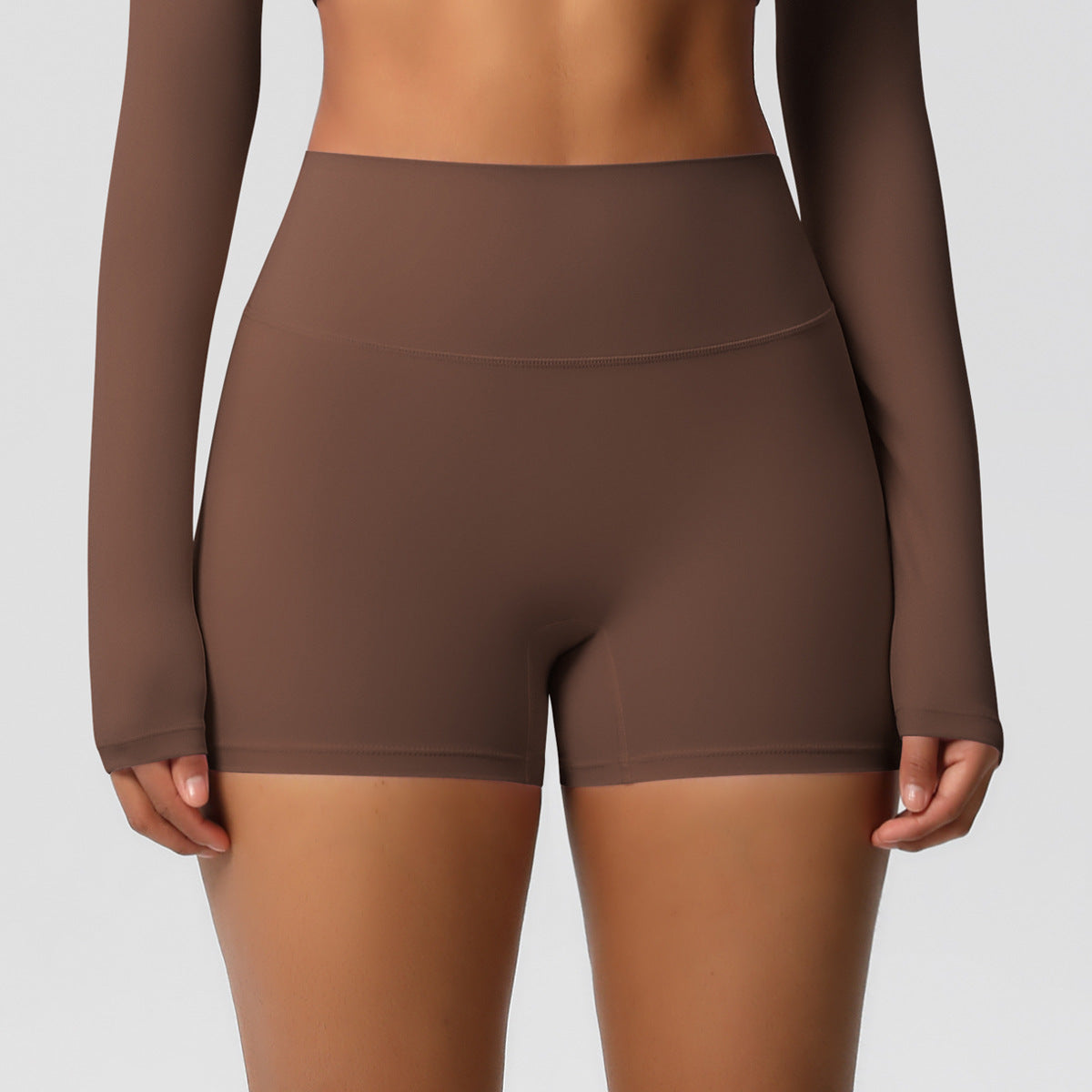 Custom  fitness shorts tummy lifting buttocks solid color sports high waist no embarrassment tight quick-drying yoga shorts