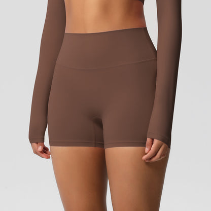 Custom  fitness shorts tummy lifting buttocks solid color sports high waist no embarrassment tight quick-drying yoga shorts