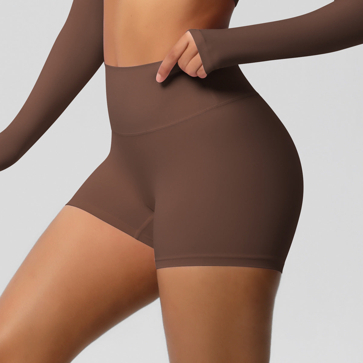 Custom  fitness shorts tummy lifting buttocks solid color sports high waist no embarrassment tight quick-drying yoga shorts