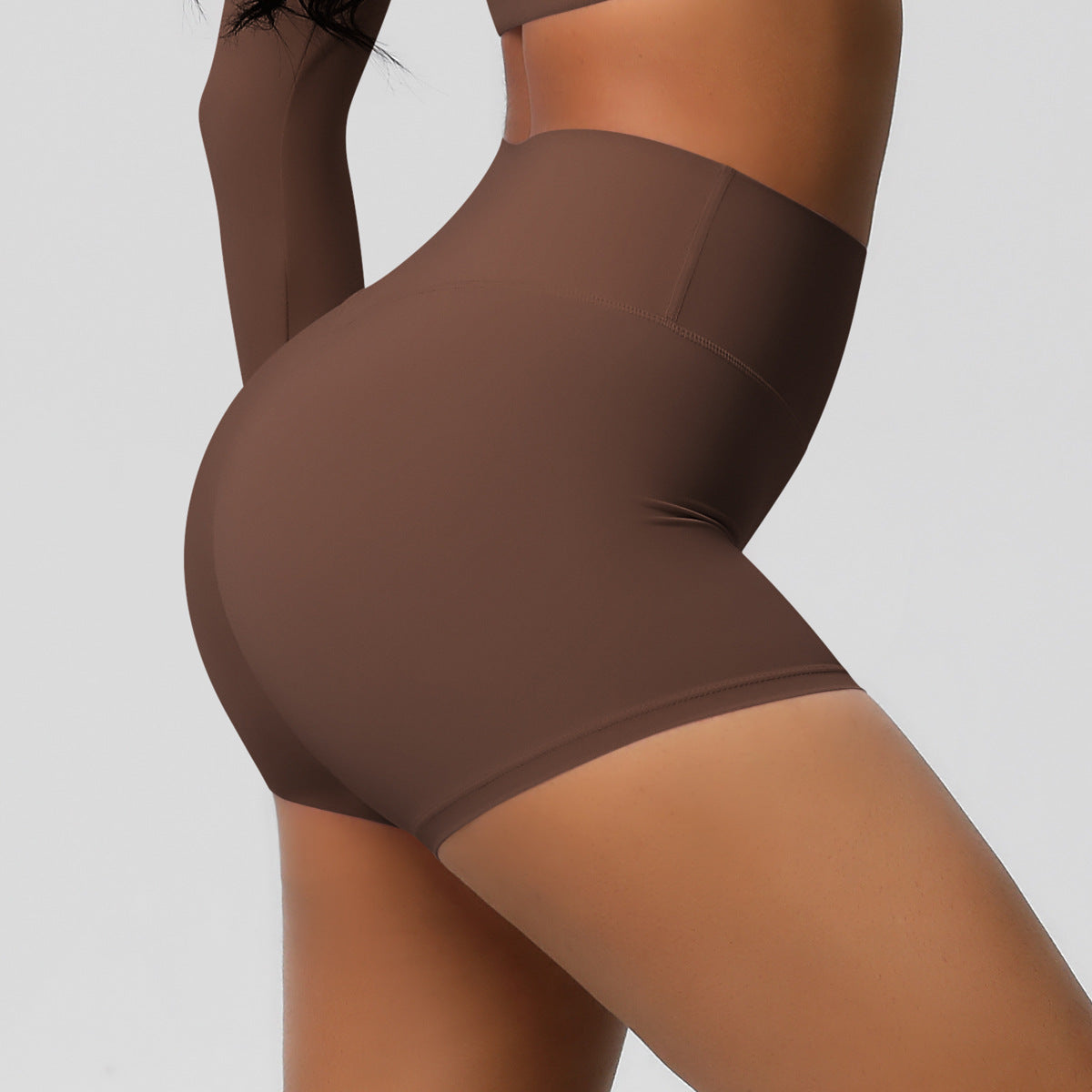 Custom  fitness shorts tummy lifting buttocks solid color sports high waist no embarrassment tight quick-drying yoga shorts
