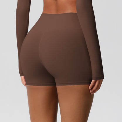 Custom  fitness shorts tummy lifting buttocks solid color sports high waist no embarrassment tight quick-drying yoga shorts