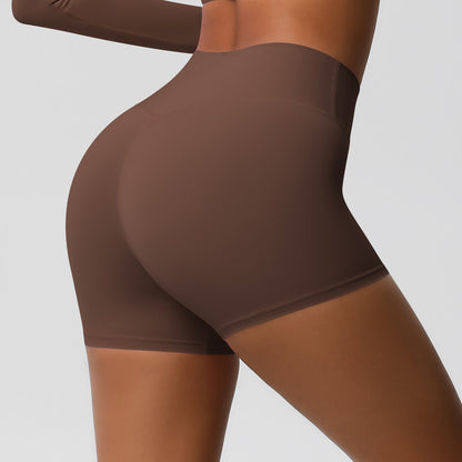 Custom  fitness shorts tummy lifting buttocks solid color sports high waist no embarrassment tight quick-drying yoga shorts