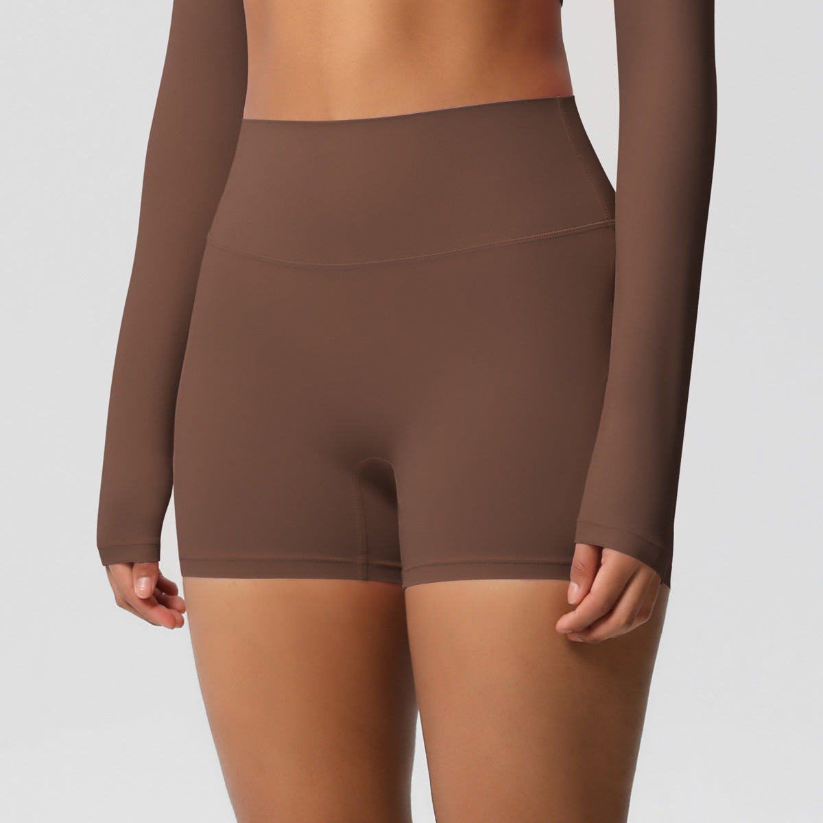 Custom  fitness shorts tummy lifting buttocks solid color sports high waist no embarrassment tight quick-drying yoga shorts