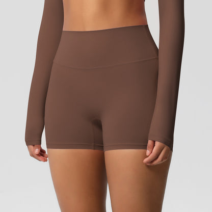 Custom  fitness shorts tummy lifting buttocks solid color sports high waist no embarrassment tight quick-drying yoga shorts