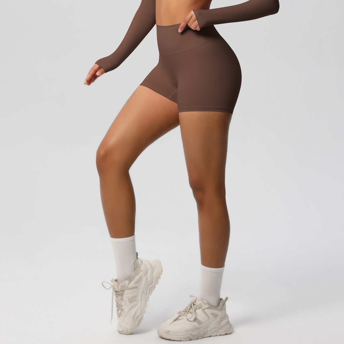 Custom  fitness shorts tummy lifting buttocks solid color sports high waist no embarrassment tight quick-drying yoga shorts