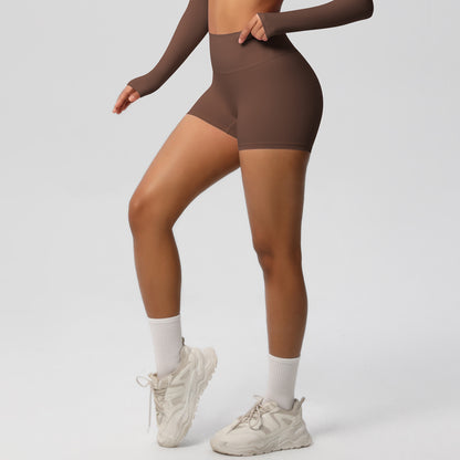 Custom  fitness shorts tummy lifting buttocks solid color sports high waist no embarrassment tight quick-drying yoga shorts
