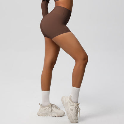 Custom  fitness shorts tummy lifting buttocks solid color sports high waist no embarrassment tight quick-drying yoga shorts