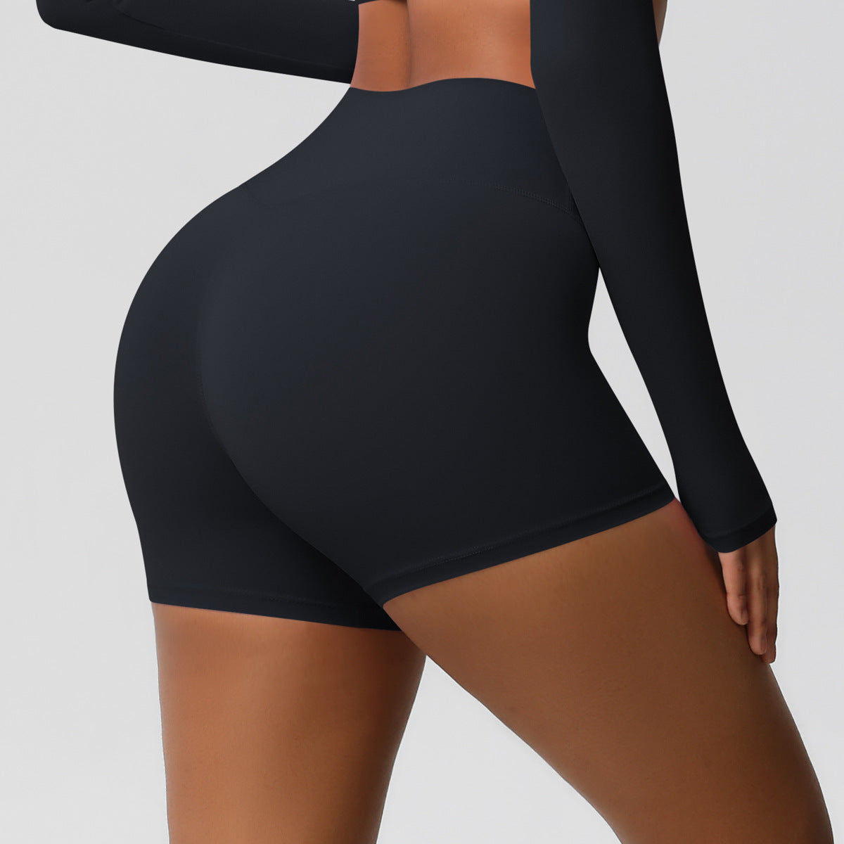 Custom  fitness shorts tummy lifting buttocks solid color sports high waist no embarrassment tight quick-drying yoga shorts
