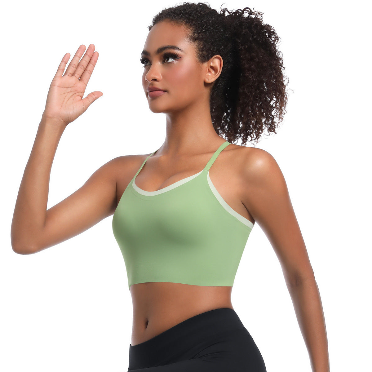 Custom  Sports bra gathered cross straps beautiful back two-tone yoga bra running fitness vest for women