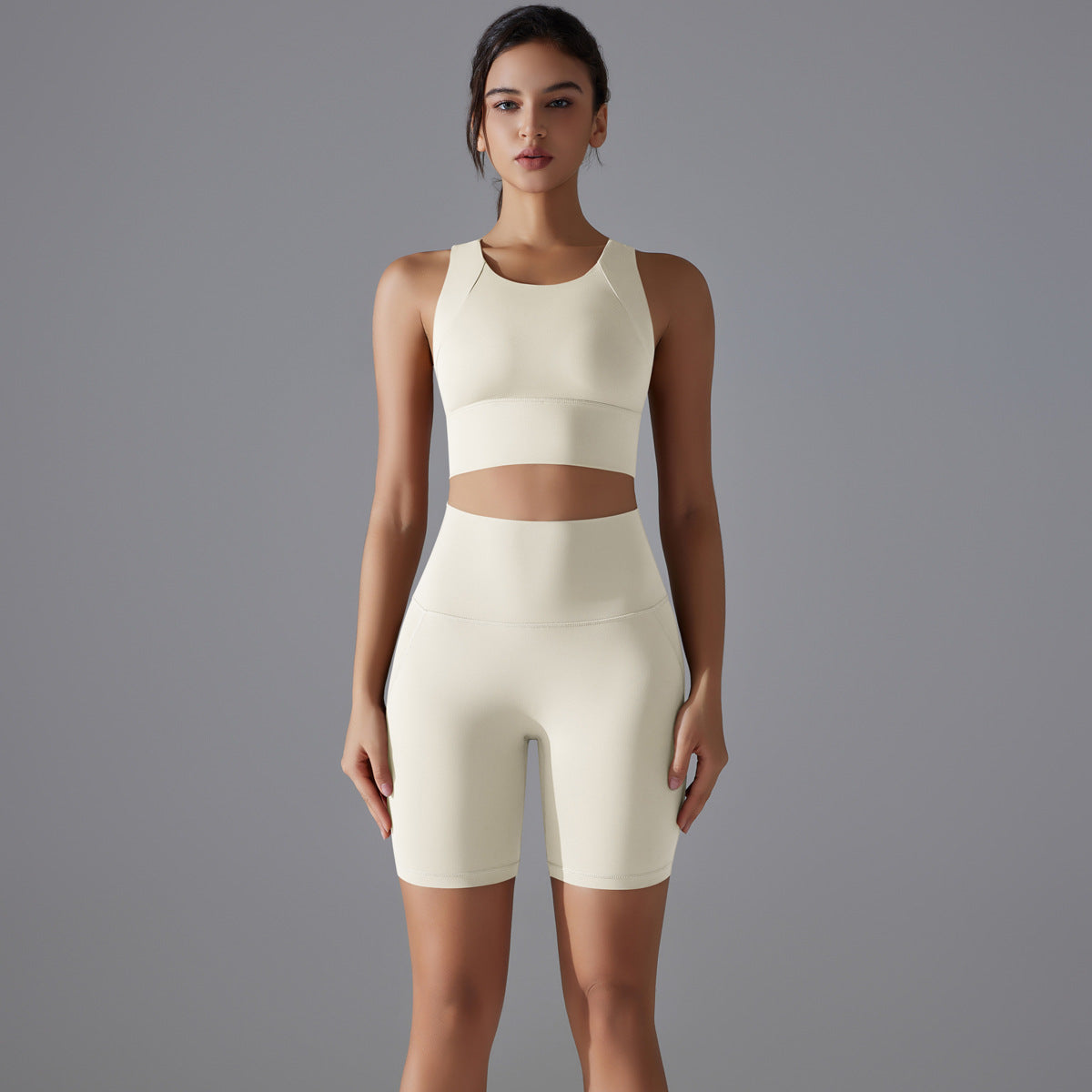 Custom Spot seamless back beauty underwear high waist hip lift skin-friendly slimming shaping sports shorts running fitness yoga set