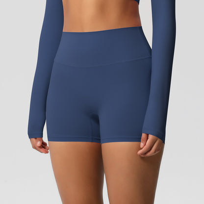 Custom  fitness shorts tummy lifting buttocks solid color sports high waist no embarrassment tight quick-drying yoga shorts