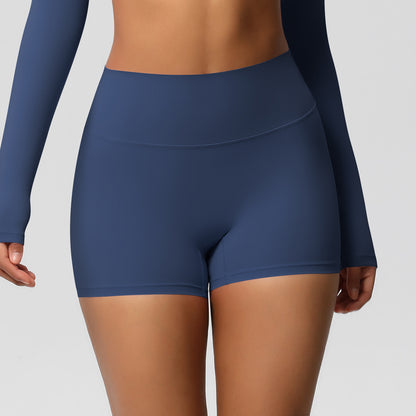 Custom  fitness shorts tummy lifting buttocks solid color sports high waist no embarrassment tight quick-drying yoga shorts