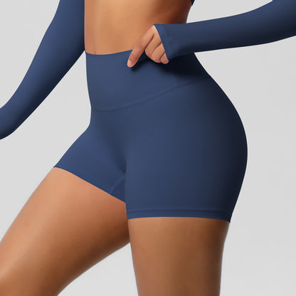 Custom  fitness shorts tummy lifting buttocks solid color sports high waist no embarrassment tight quick-drying yoga shorts