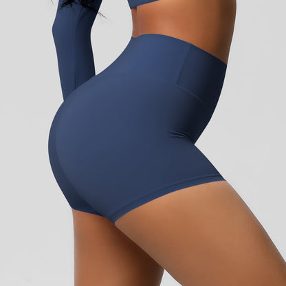 Custom  fitness shorts tummy lifting buttocks solid color sports high waist no embarrassment tight quick-drying yoga shorts