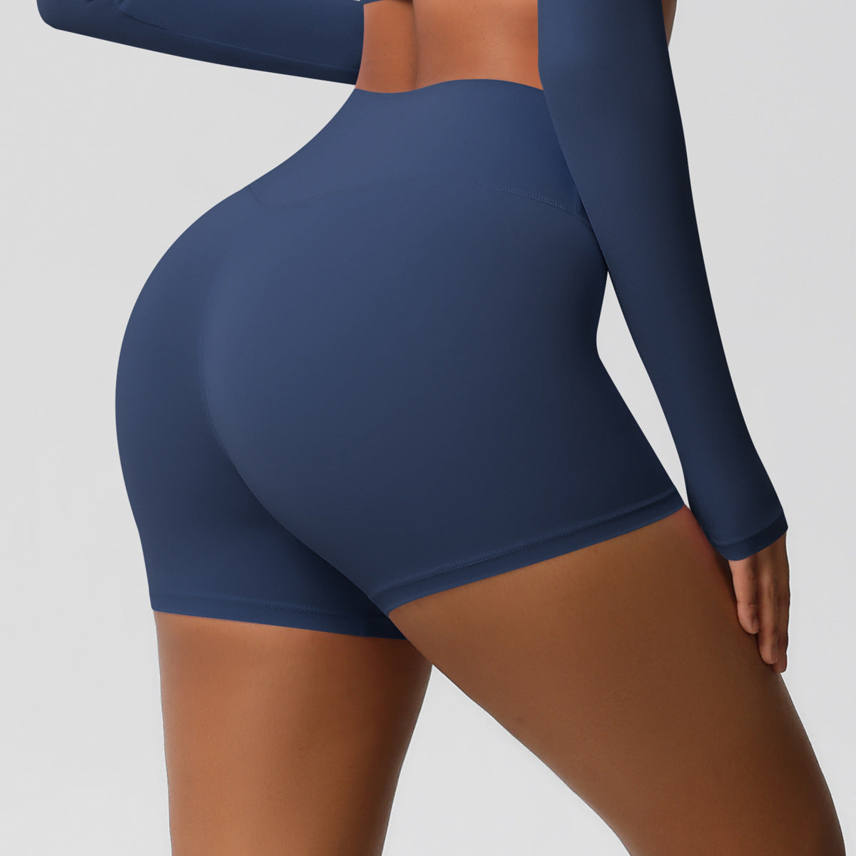 Custom  fitness shorts tummy lifting buttocks solid color sports high waist no embarrassment tight quick-drying yoga shorts