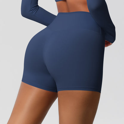 Custom  fitness shorts tummy lifting buttocks solid color sports high waist no embarrassment tight quick-drying yoga shorts