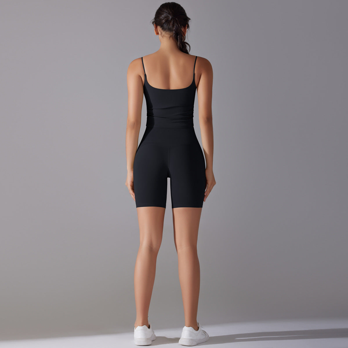 Custom double-sided brocade comfortable skin-friendly nude sports camisole vest hip-lifting fitness yoga pants bra shorts set