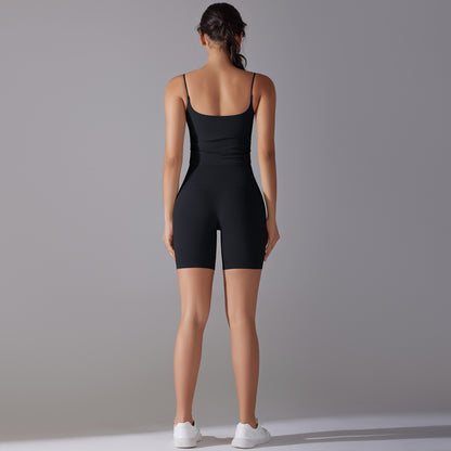 Custom double-sided brocade comfortable skin-friendly nude sports camisole vest hip-lifting fitness yoga pants bra shorts set