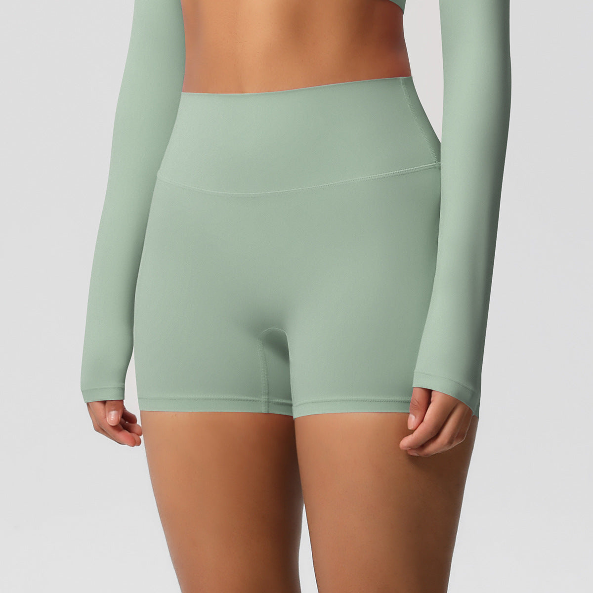 Custom  fitness shorts tummy lifting buttocks solid color sports high waist no embarrassment tight quick-drying yoga shorts
