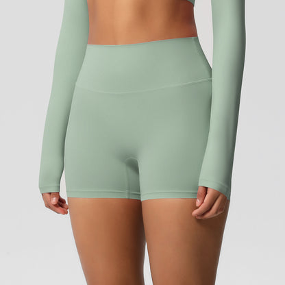 Custom  fitness shorts tummy lifting buttocks solid color sports high waist no embarrassment tight quick-drying yoga shorts