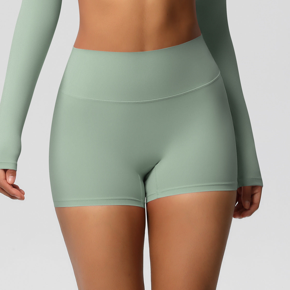 Custom  fitness shorts tummy lifting buttocks solid color sports high waist no embarrassment tight quick-drying yoga shorts