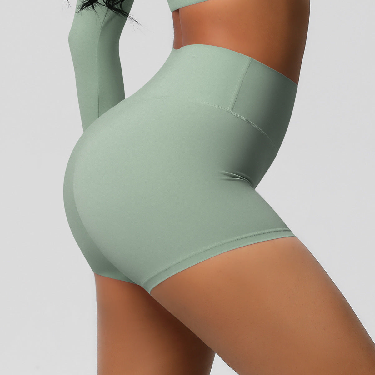 Custom  fitness shorts tummy lifting buttocks solid color sports high waist no embarrassment tight quick-drying yoga shorts