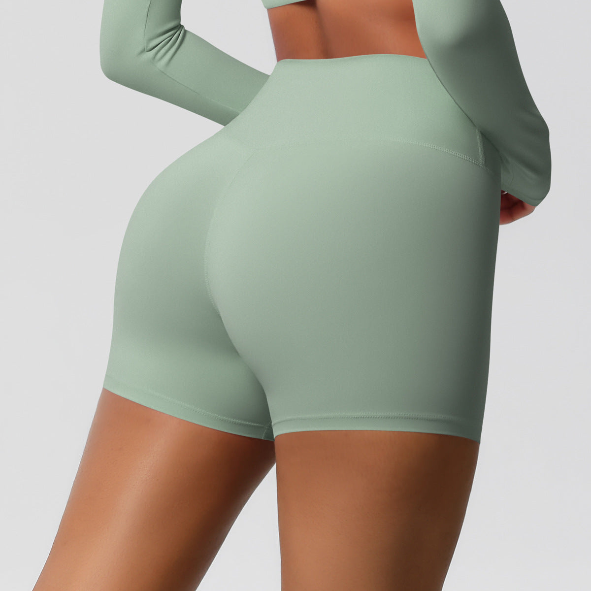 Custom  fitness shorts tummy lifting buttocks solid color sports high waist no embarrassment tight quick-drying yoga shorts