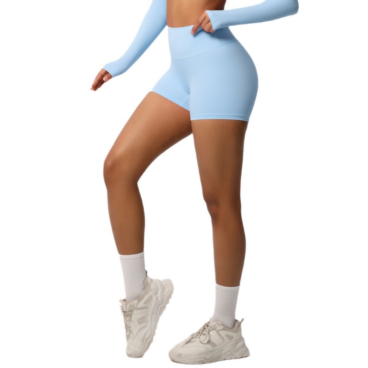 Custom  fitness shorts tummy lifting buttocks solid color sports high waist no embarrassment tight quick-drying yoga shorts