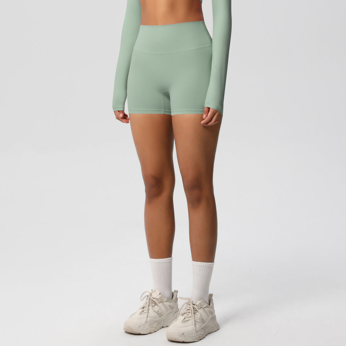 Custom  fitness shorts tummy lifting buttocks solid color sports high waist no embarrassment tight quick-drying yoga shorts