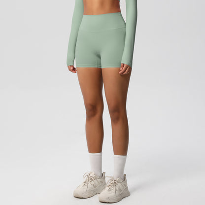 Custom  fitness shorts tummy lifting buttocks solid color sports high waist no embarrassment tight quick-drying yoga shorts