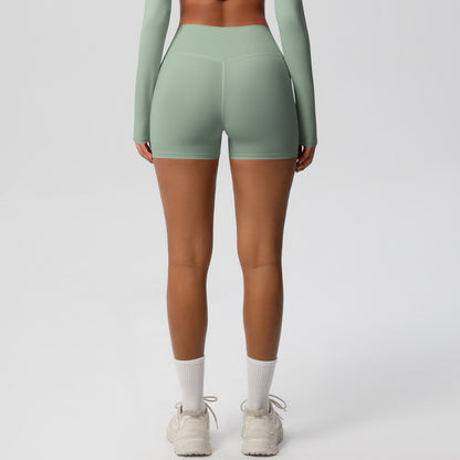 Custom  fitness shorts tummy lifting buttocks solid color sports high waist no embarrassment tight quick-drying yoga shorts
