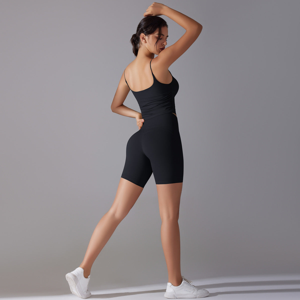 Custom double-sided brocade comfortable skin-friendly nude sports camisole vest hip-lifting fitness yoga pants bra shorts set