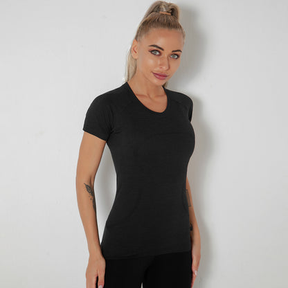 Custom New seamless vest yoga clothes female quick-drying dance rhythm fitness clothes tops sports morning exercise running short sleeves female
