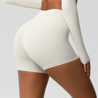 Custom  fitness shorts tummy lifting buttocks solid color sports high waist no embarrassment tight quick-drying yoga shorts