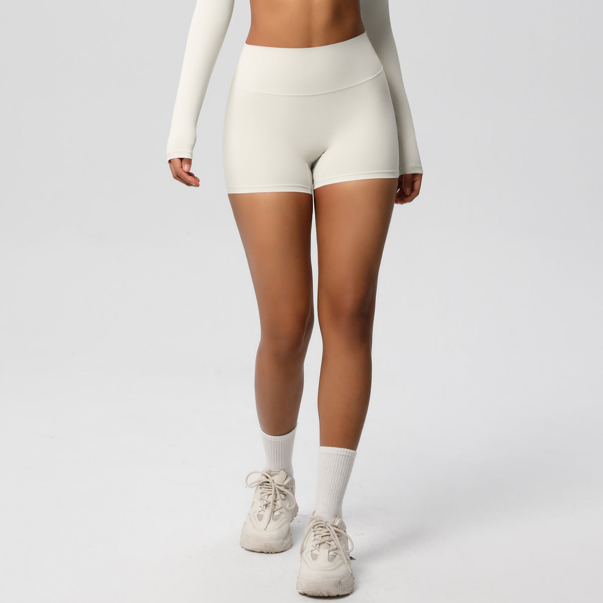 Custom  fitness shorts tummy lifting buttocks solid color sports high waist no embarrassment tight quick-drying yoga shorts