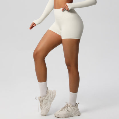 Custom  fitness shorts tummy lifting buttocks solid color sports high waist no embarrassment tight quick-drying yoga shorts