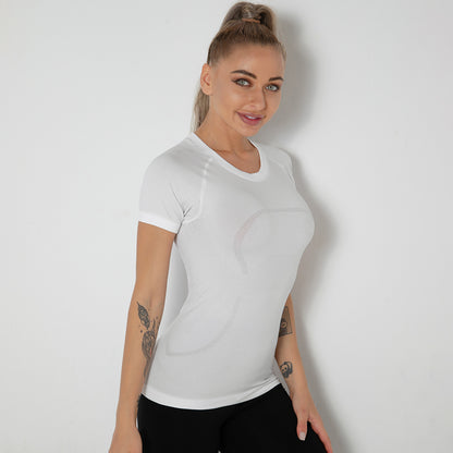 Custom New seamless vest yoga clothes female quick-drying dance rhythm fitness clothes tops sports morning exercise running short sleeves female