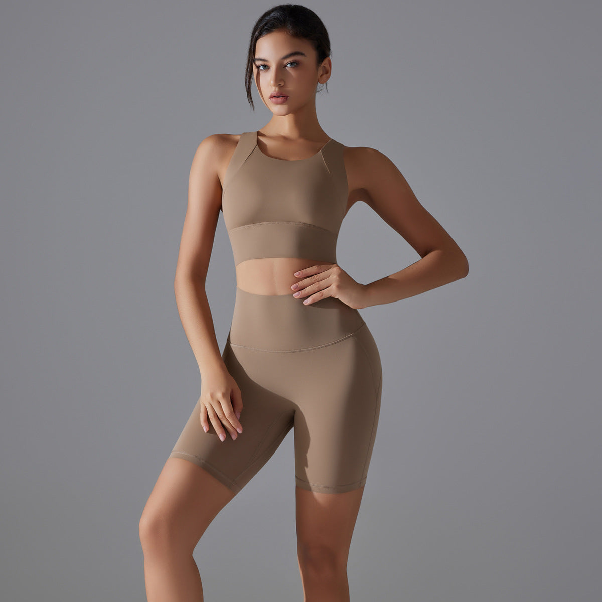Custom Spot seamless back beauty underwear high waist hip lift skin-friendly slimming shaping sports shorts running fitness yoga set