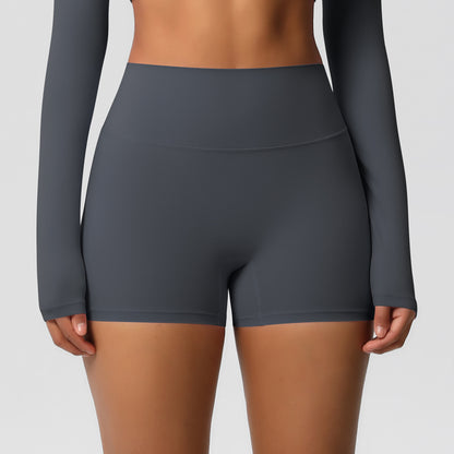Custom  fitness shorts tummy lifting buttocks solid color sports high waist no embarrassment tight quick-drying yoga shorts