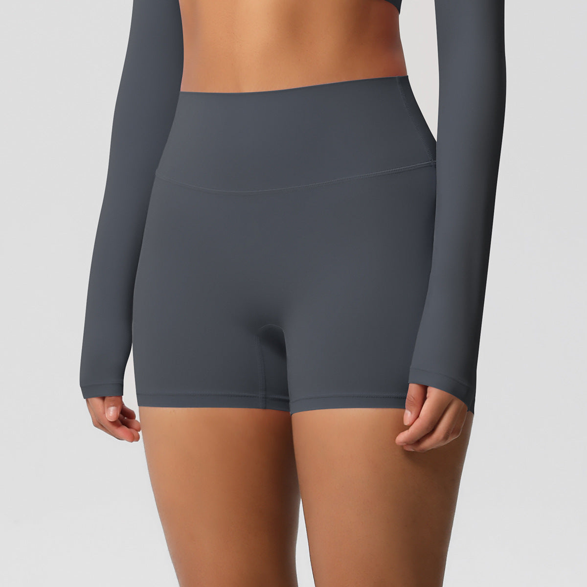 Custom  fitness shorts tummy lifting buttocks solid color sports high waist no embarrassment tight quick-drying yoga shorts